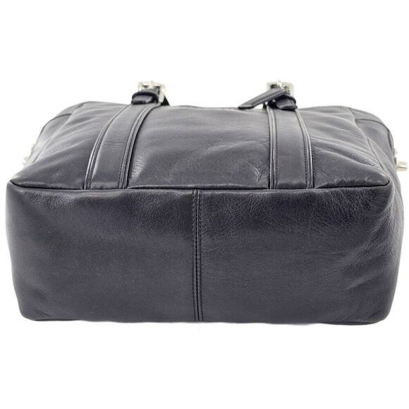 Coach Hamptons Tote 8E92 Black Smooth Leather Shoulder Bag Shopper Tote Bag - Picture 7 of 14